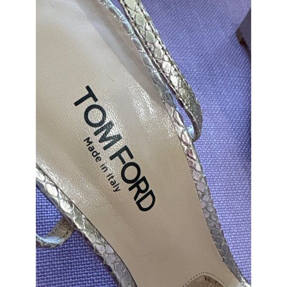 TOM FORD Paradis Stamped Python Strappy Sandals in Champagne 40 with Box Heels - Picture 9 of 11